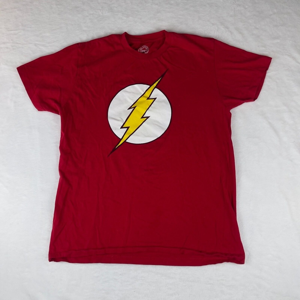 DC Comics T-Shirt Mens Large Red Flash Print Regular Fit Crew Neck Pullover